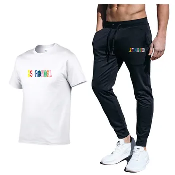

Brand Clothing Men's Fashion t-shirts + Sports Pants Workout Suits Tracksuit Casual Sportsuit Men Sportswear Clothes+Pant Set