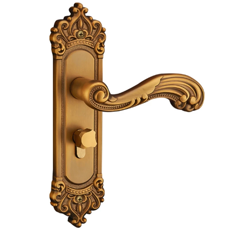 

Vintage Door Lock European Style Retro Bedroom Door Handle Lock Interior Anti-Theft Room Safety Door Lock Aluminum Alloy Mute Ga