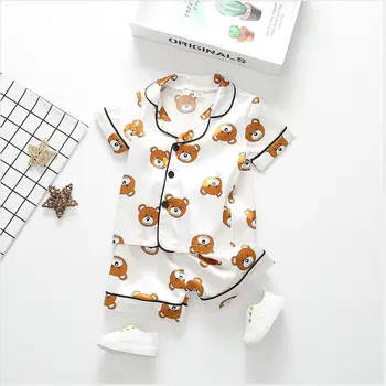 

Summer Baby Pajama Sets Cute Kids Boy Girl Sleepwear Cartoon Animal Print Short Sleeve Tops + Shorts 2pc Set Homewear for 1-4Yrs