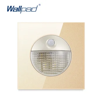 

Wallpad Motion Sensor Footlight Switch Corridor Corner Lamp Wall Light Switch Gold Crystal Glass Panel 220V 3W