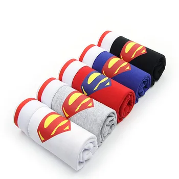 

5pcs/lot cartoon superman underwear men combed cotton sexy funny boxer shorts bulge Cartoon u pouch boxers superhero underpants