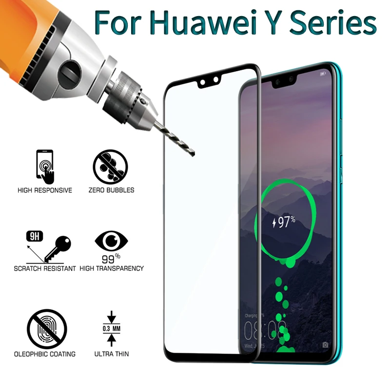 Защитное стекло закаленное 9H для Y5 Y6 Y7 Y9 Prime 2019 Pro 2018 | Мобильные телефоны и