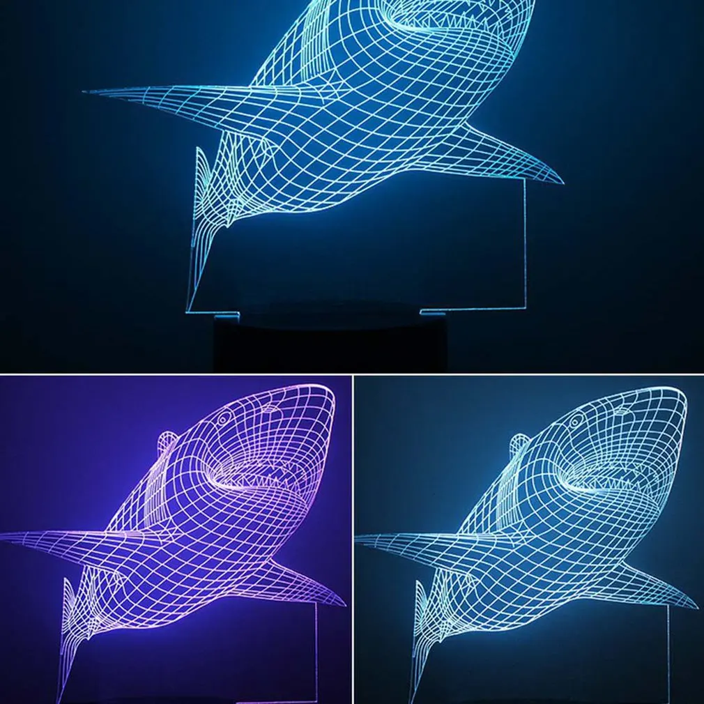 7 цветов 3D ночник Акула ночник Уход за глазами прикроватная ночник украшение дома подарок на день рождения