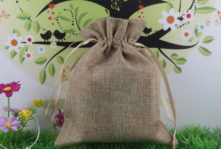 

10*15 120pcs Jute Drawstring Sacks gift bags with jewelry/Accessories/Cosmetic/wedding/christmas Linen pouch Packaging Bag