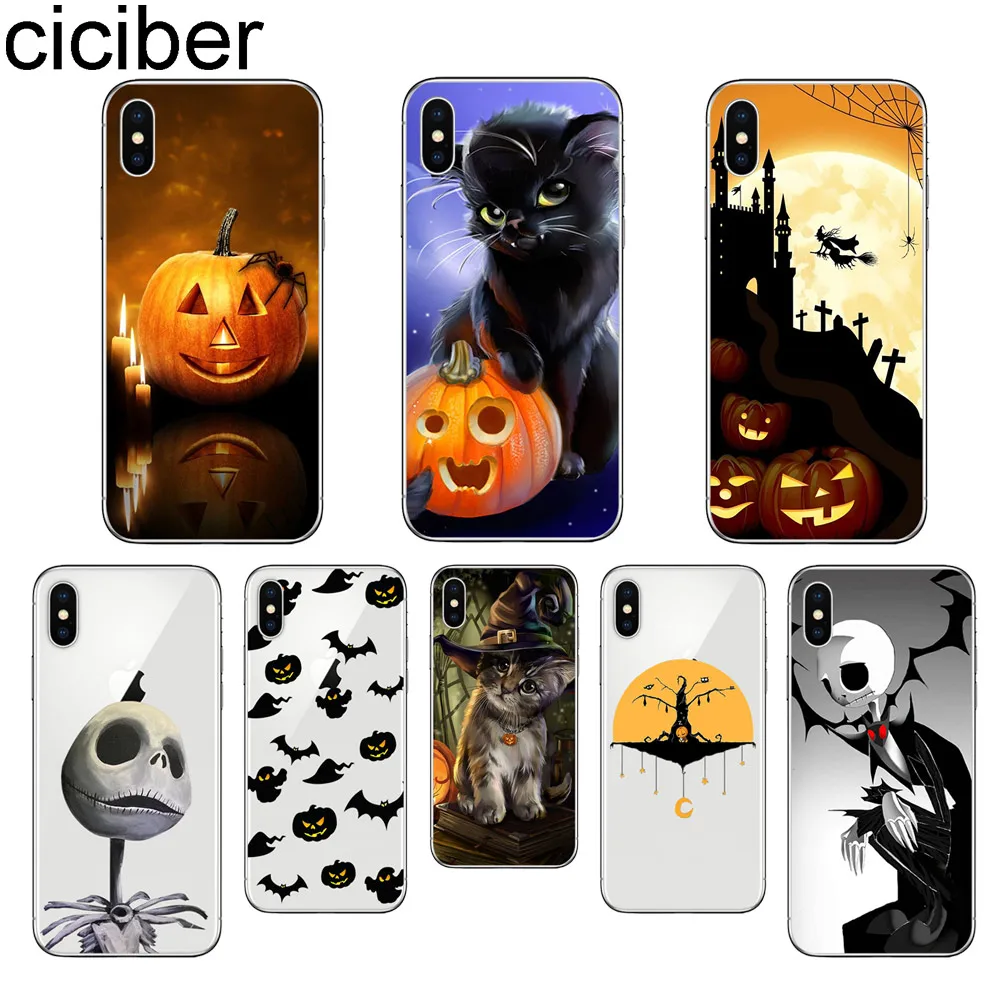 

ciciber Halloween pumpkin For iPhone 11 Pro Max Phone Case for iPhone X XR XS Max 8 6 6S Plus 5 5S SE Soft TPU Cover Funda Capa