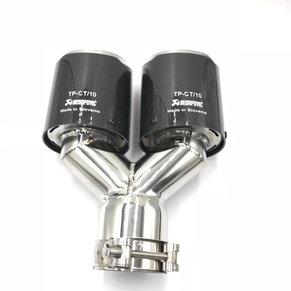 AKRAPOVIC auto in fibra di carbonio modificato AK tubo in acciaio inox doppio di carbonio di scarico auto tubo di coda mar