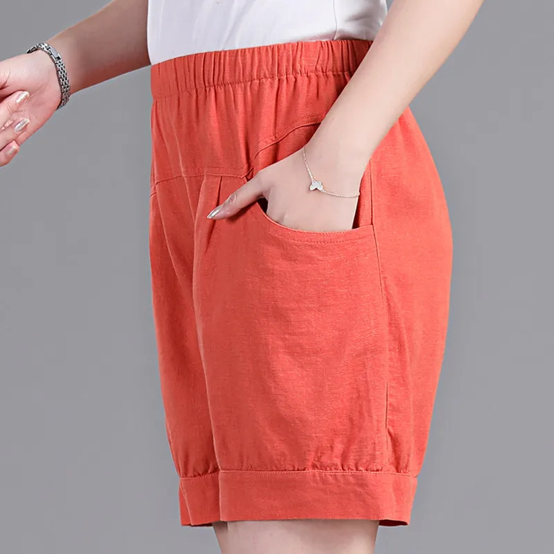 Harajuku Elastic High Waist Cotton Shorts Women Loose Sport Summer BF Casual Running Shorts Women Biker Baggy Shorts Plus Size
