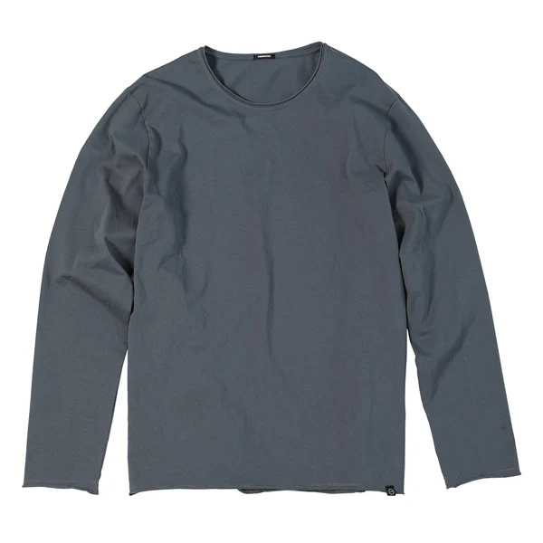 SIMWOOD, Осень-зима, новинка, длинный рукав, одноцветная футболка, мужская, с необработанным краем, футболка, текстура, качество, хлопок, топы SI980585 - Цвет: smoky gray