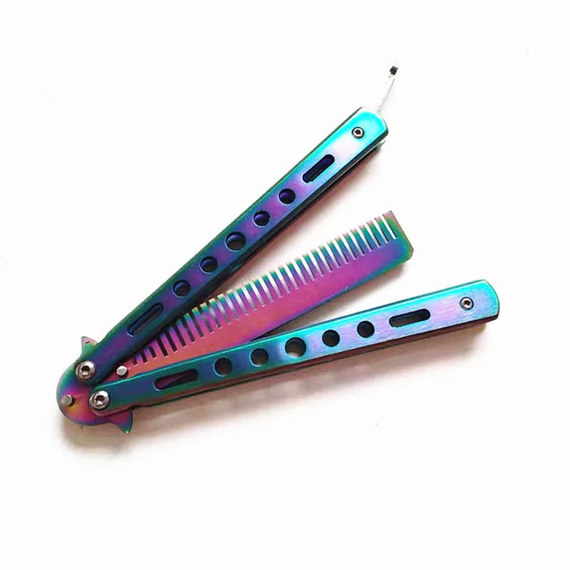 

Складная расческа из нержавеющей стали Учебный нож-бабочка расческа для бороды усов щетка для парикмахерской инструмент для укладки нож расческа