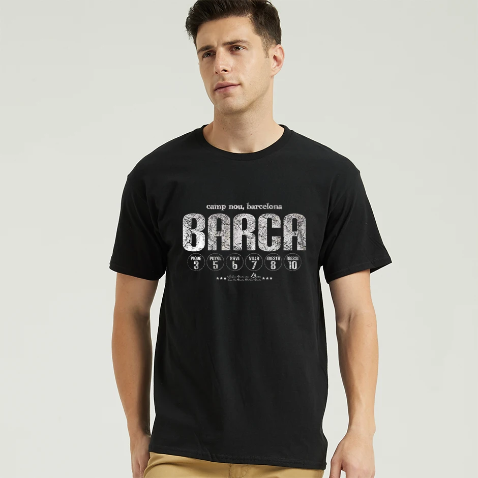 

Barca FC Barcelona Graphic Tee Casual Men's T Shirt pique puyol xavi villa iniesta messi Team member t-shirt