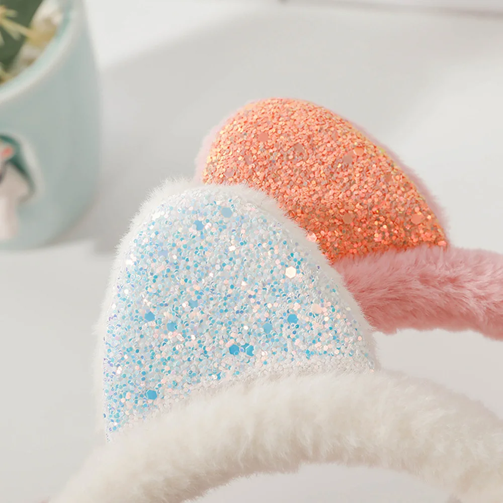 Kids Earmuffs Cat Ear Plush Sequin Earflaps Headband Vintage Ear-cap For Boys Girls Unisex