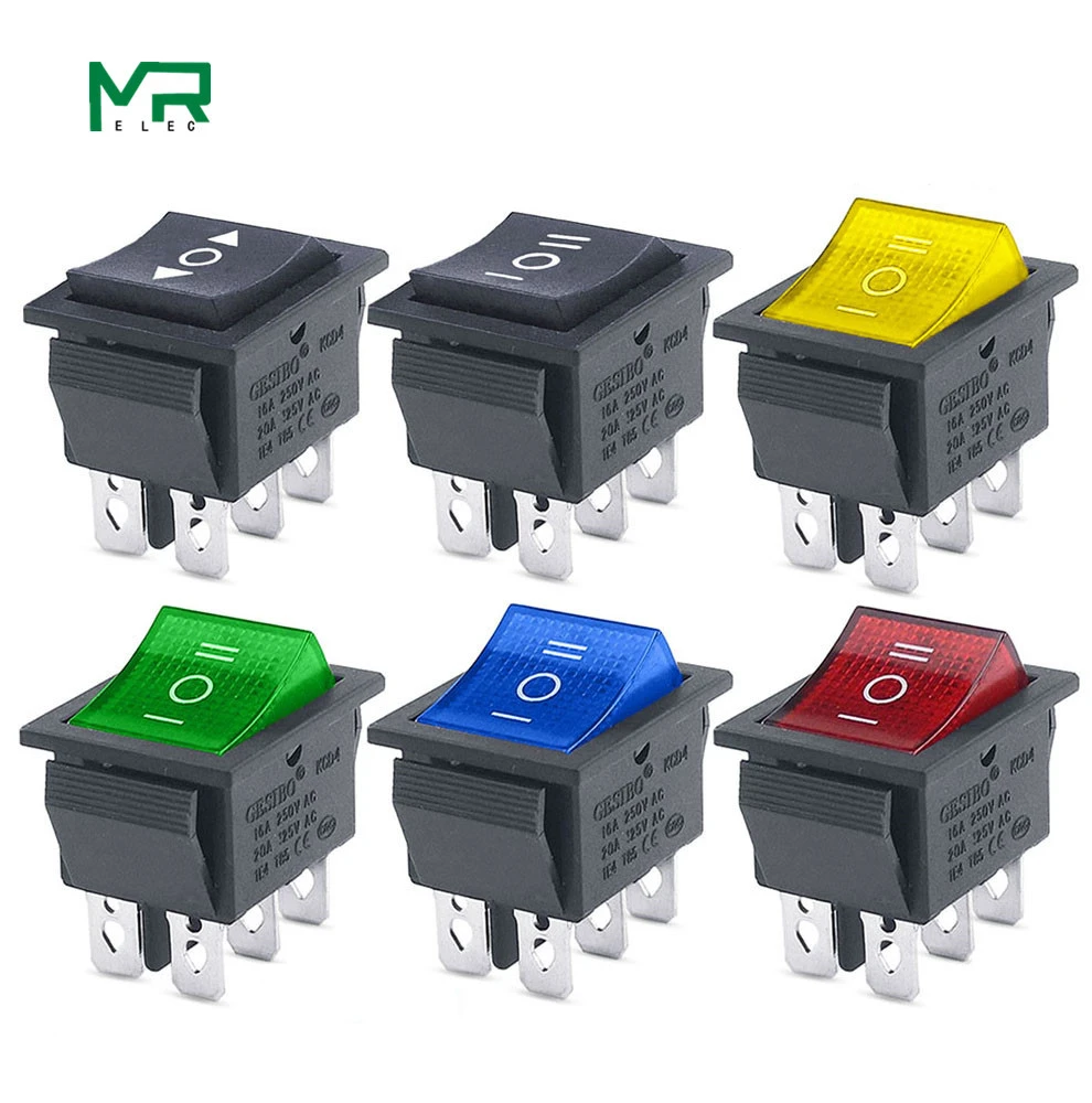 Kcd4 1pcs Rocker Switch Power Switch On Off On 3 Position 6 Electrical Equipment With Light Switch 16a 250vac a 125va Switches Aliexpress