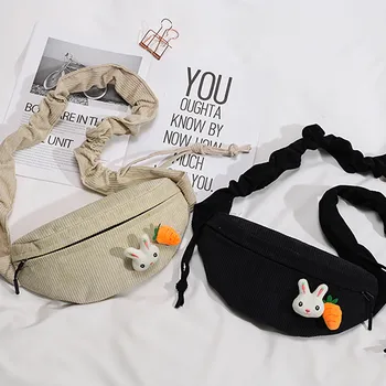

Waist Bag For Women Corduroy Rabbit Cute Chest Bag Casual Belt Bag Phone Chest Shoulder Purse Fanny Pack Girl Leg Bum Belly Pack