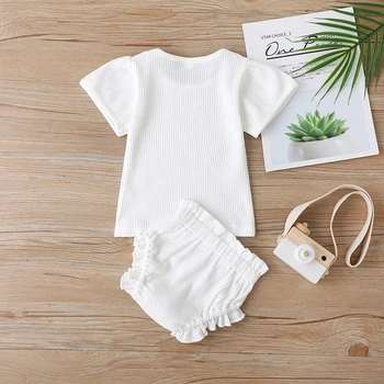 

Newborn Baby Girl Clothes Sets Pit Strip Solid Color T-shirt Shorts Two-piece Lovely Suits Summer Outfit Set Kids Girl Clothing