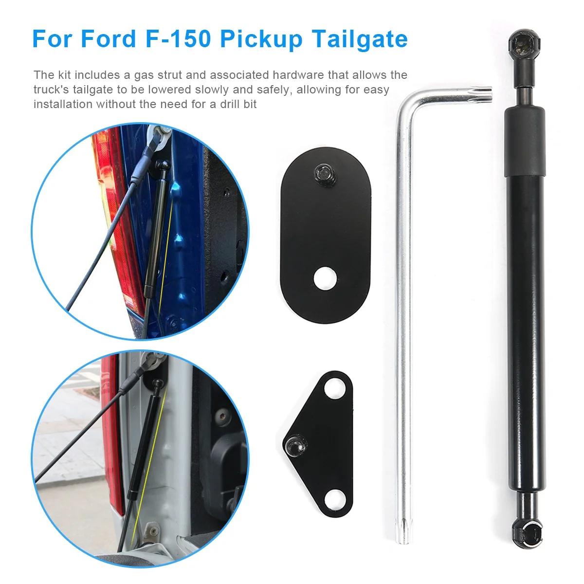 For Ford F150 Rear Trunk Tailgate Assist Lift Supports Shock Struts Rate Rod for Ford F150- On