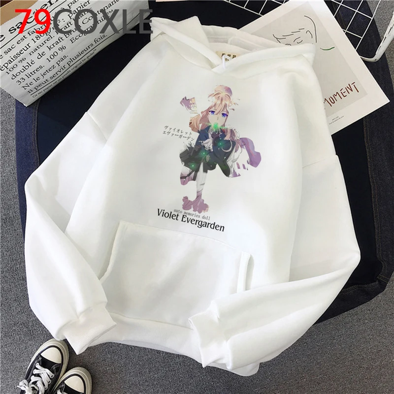 Sudadera con capucha de Violet Evergarden de Anime japonés para mujer, ropa de calle de dibujos animados Kawaii Harajuku, sudaderas con imágenes de Saiki K Unisex