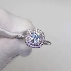 Настоящее 100% 925 ювелирные изделия из серебра диамон кольцо для женщин 2 карат встроенный алмаз Anillos De Bizuteria топаз; драгоценный камень коробка