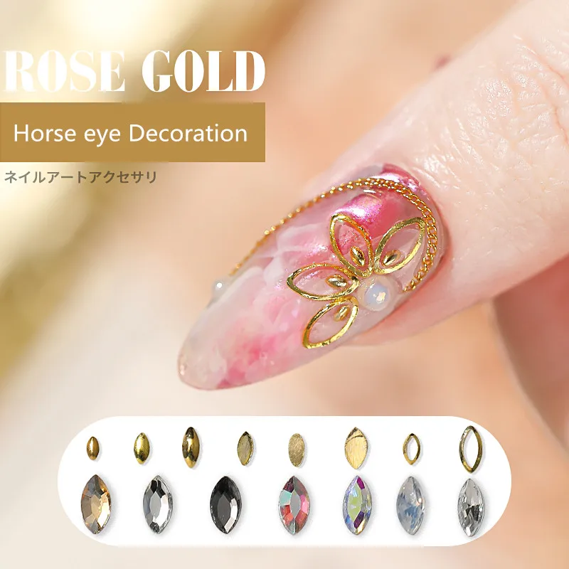 Лошадиный глаз декоративный камень для ногтей Linestone золотистого цвета шпильки
