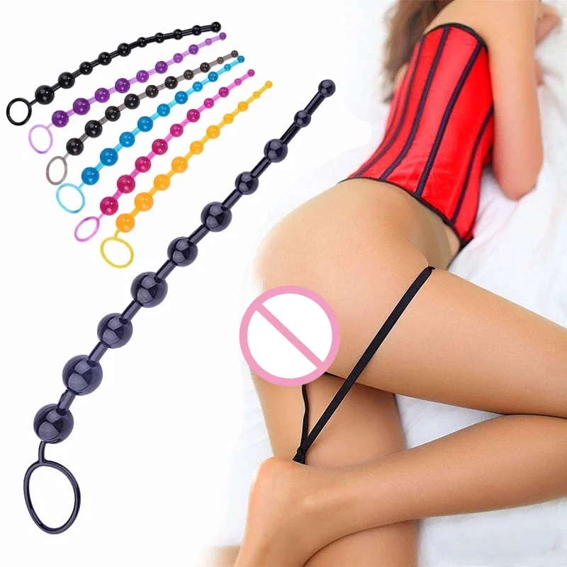 10 beads Soft Rubber Anal Plug Beads Long Orgasm Vagina Clit Pull Ring Ball Butt Toys