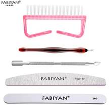 Набор для чистки ногтей, толкатель для лака из нержавеющей стали+ вилка для кутикулы омертвевшей кожи+ пилочки для губки+ щетка для пыли, инструменты для ухода за маникюром, 5 шт