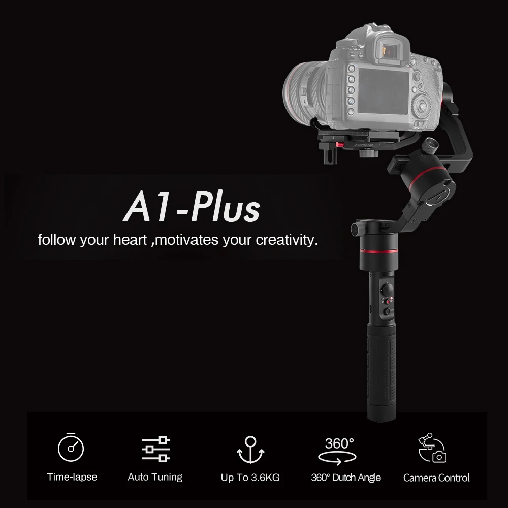 ACCSOON A1-Plus 3-осевой Камера ручной шарнирный стабилизатор для камеры GoPro фотографии 360 голландского угла бесплатное приложение для цифровой зеркальной камеры Canon Nikon sony DSLR Камера