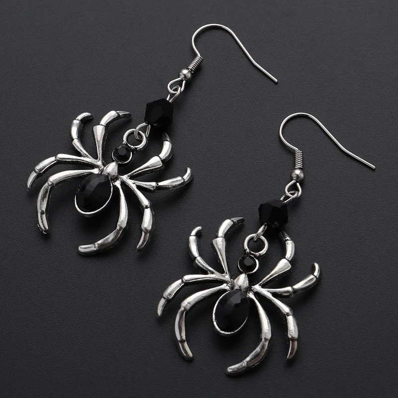 Dark Art Goth Aesthet Style Black Spider Earring Jewellery Design Punk Dangle Earrings For Alternative Girl Mystical Gifts