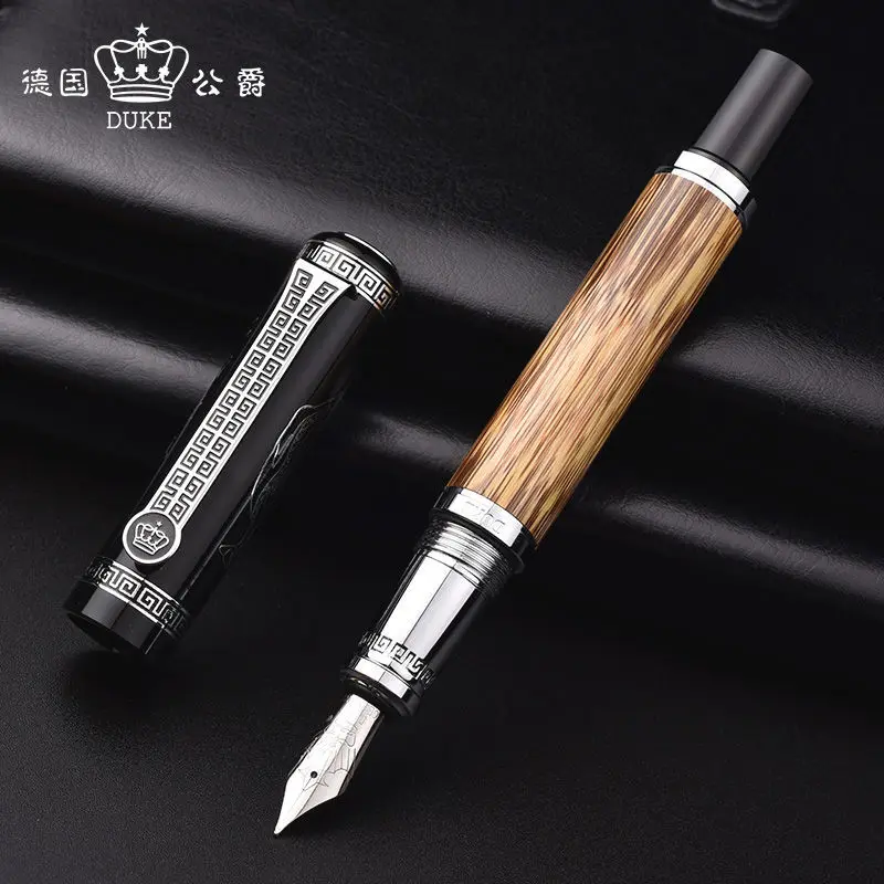 Stylo Plume Duke 801 Motif Bambou - Céramique, Plume En Or 14k - État Comme Neuf, Parfait écrivain