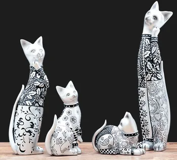 

Best ithink silver carved cat set decoration shoe cabinet swing pieces creative home modern minimalist soft decorations
