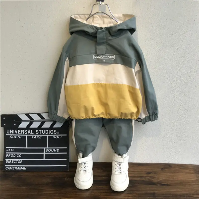 Plus Velvet Boys Girls Set(Hoodies+Pant)warm Winter Clothing Baby Autumn Korean Version Fashion Letter Set New - Цвет: G1