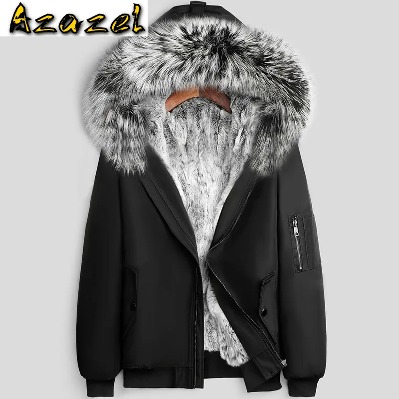 

Azazel Men Clothing Winter 2020 New Men's Jackets 100% Rex Rabbit Fur Coat Thick Real Fox Fur Coller Parkas Ropa Hombre LXR361