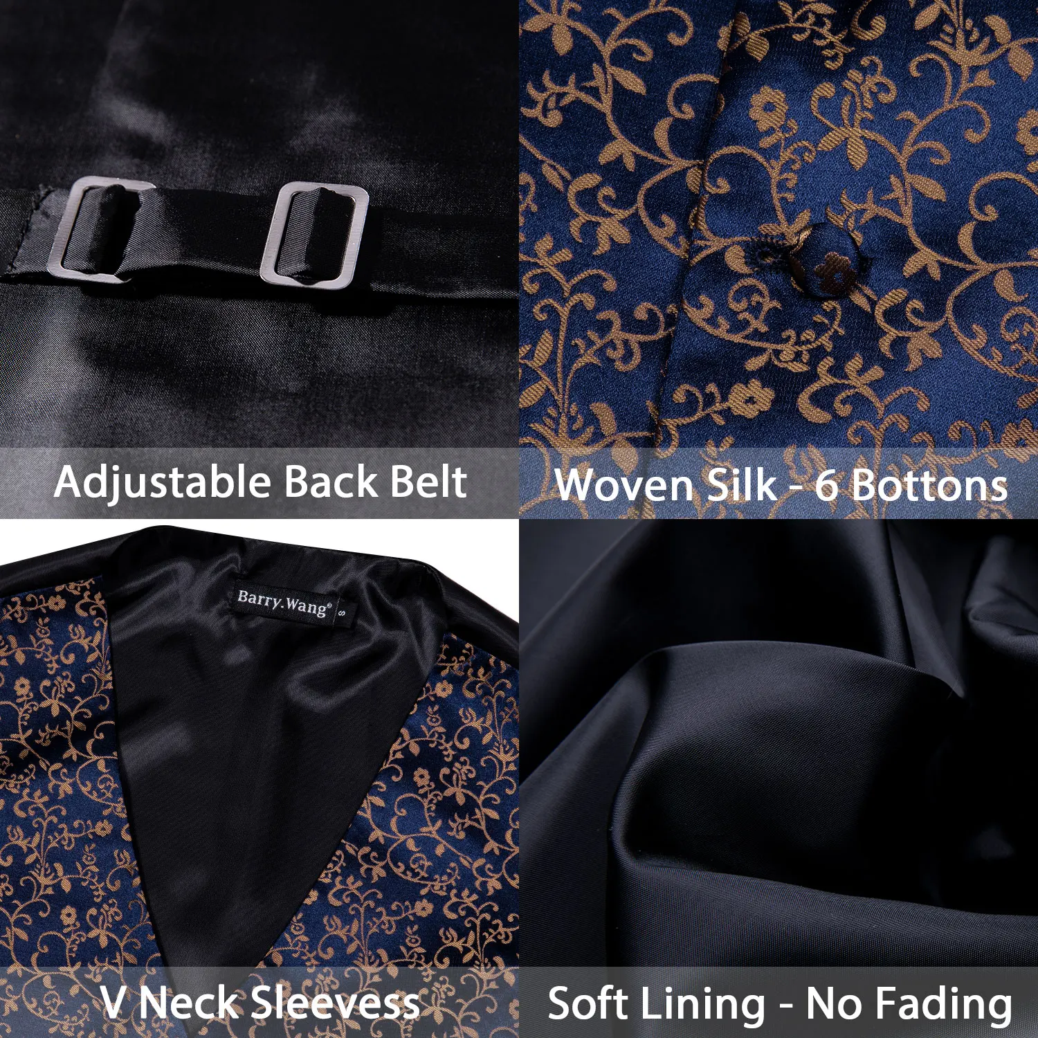 4PC Men Gift Silk Vest Party Wedding Gold Paisley Solid Floral Waistcoat Vest Pocket Square Tie Slim Suit Set Barry.Wang BM-2018 4PC Men Gift Silk Vest Party Wedding Gold Paisley Solid Floral Waistcoat Vest Pocket Square Tie Slim Suit Set Barry.Wang BM-2018