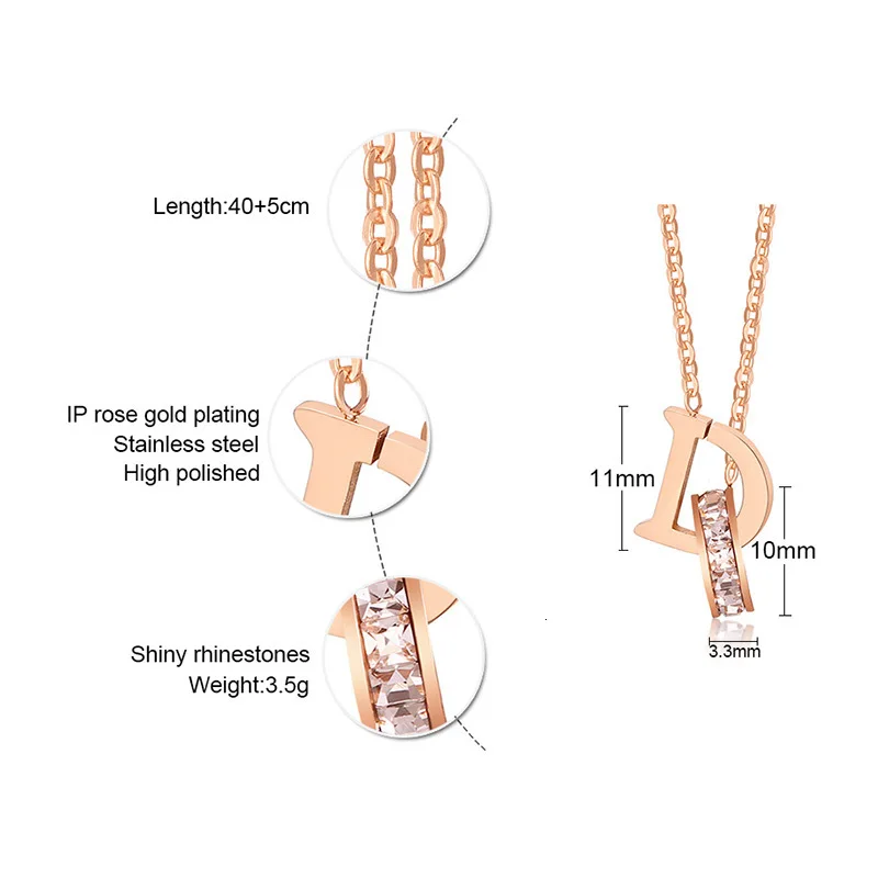 Оригинальное ожерелье D изысканное ожерелье из циркония, цвета розового золота, очаровательный воротник, женская подвеска, ювелирные изделия