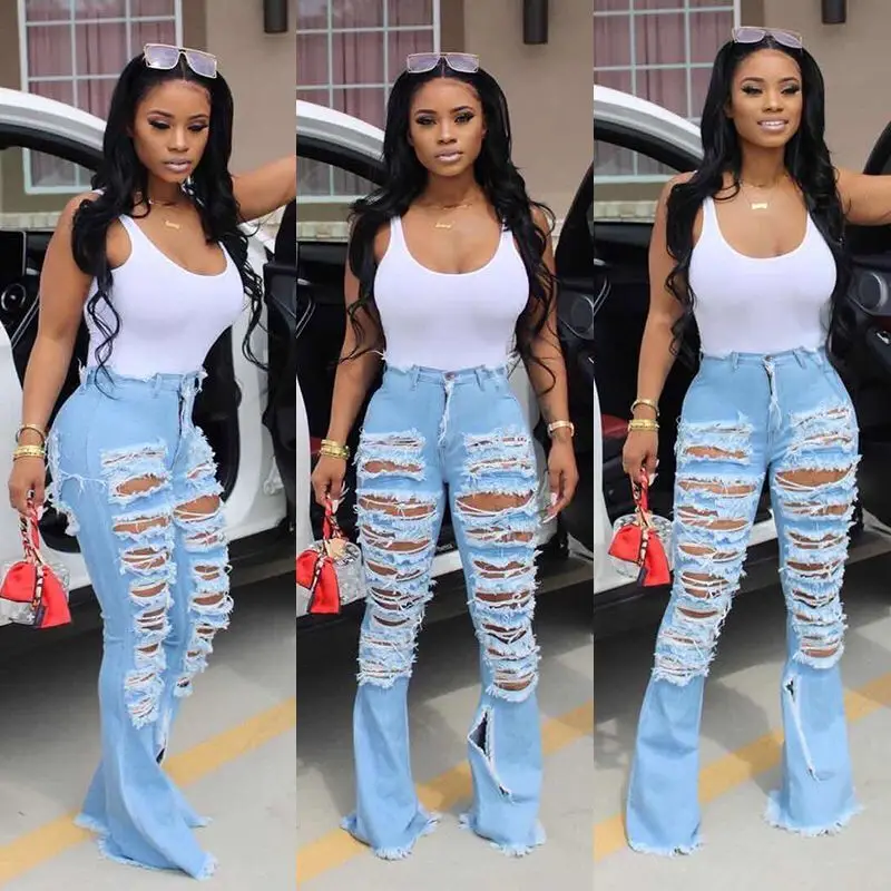 Waist Pants Hot Jeans Ladies Slim Denim 