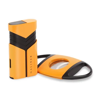

GALINER Pocket Cigar Cutter Sharp Scissors Tobacco Metal Jet Torch Lighter Windproof Gas Cigar Lighter Cutter Knife Gift Set