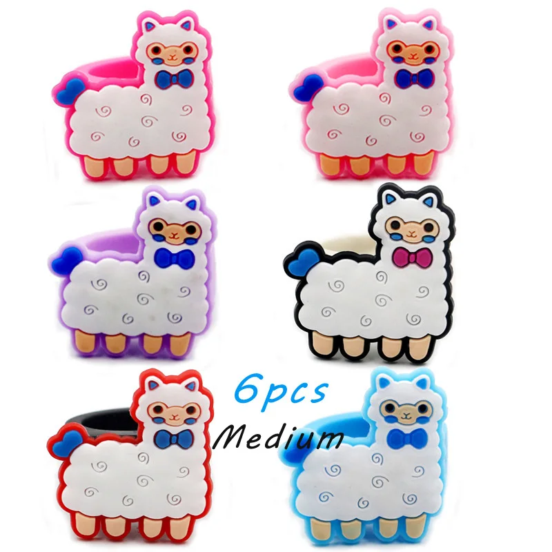 6pcs 10pcs Environmental Unicorn Mermaid dinosaur Ring Girl boy chindren PVC Silicone Ring Handmade Children's Cartoon Ring 
