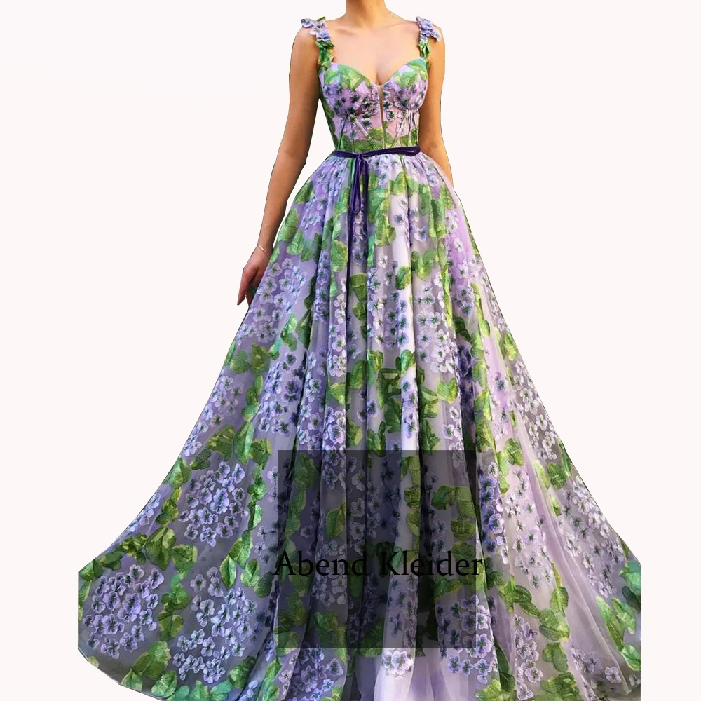 

Long Elegant Embroidery Lace Arabic Evening Dresses 2020 with Straps Moroccan Kaftan Formal Party Gown