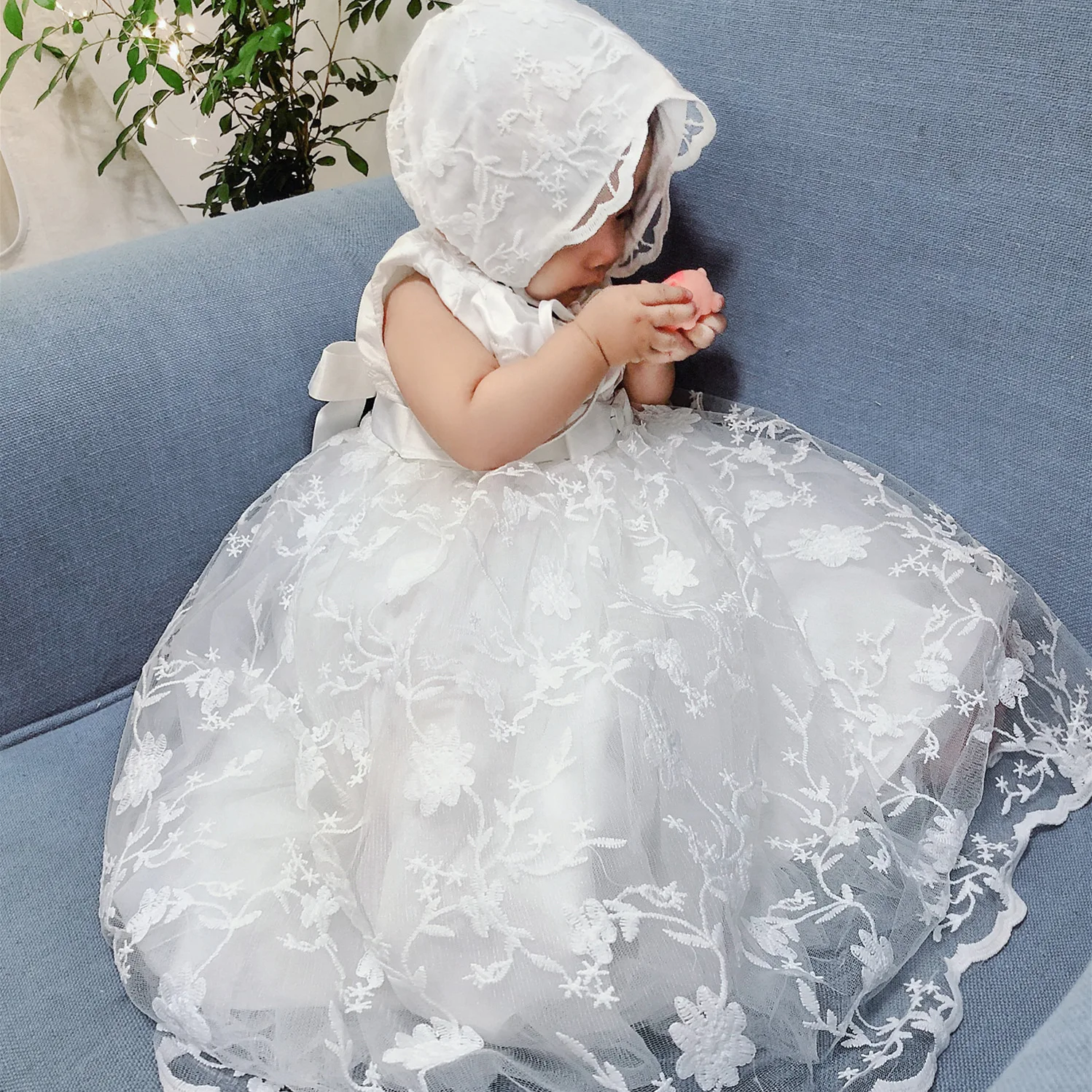 

2019 New Style Supply of Goods Europe And America Lengthen Wash Formal Dress Primary a Year of Age BABY'S FIRST Month Wine Child