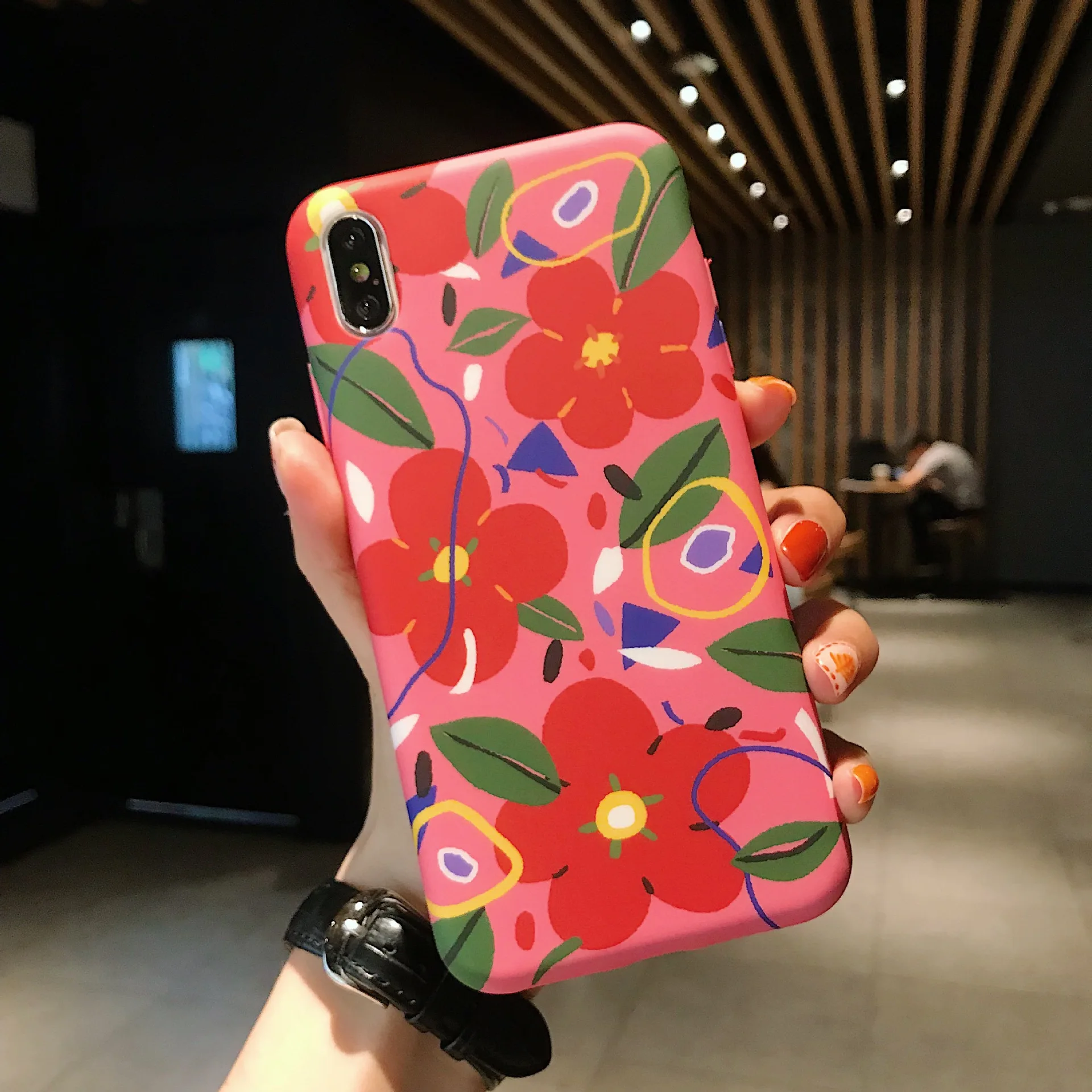 

2019 Romantic Watercolor Flower Soft Case For iPhone 6 6S 7 8 6S Plus 7Plus 8Plus X XS MAX XR Case For iPhone X 7 8 6 Cover Back