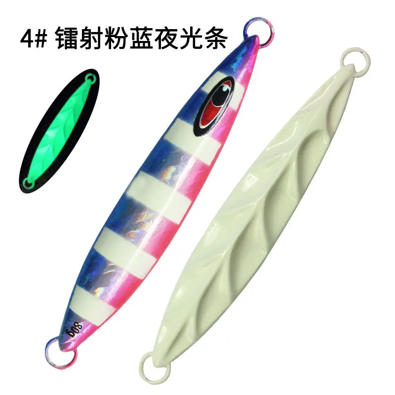 1PC 60g 80g 100g 120g 150g 200g 250g 300g Metal Casting Jig Fishing Bait Slow Jigging Lure Deep Sea Glow Lures 6Color Laser JIG 4