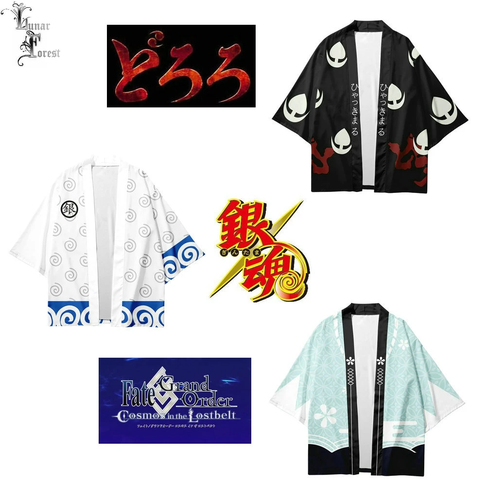 DORORO Gintama FGO Okita Soji стильное японское кимоно с 3D принтом Haori Yukata Косплей для