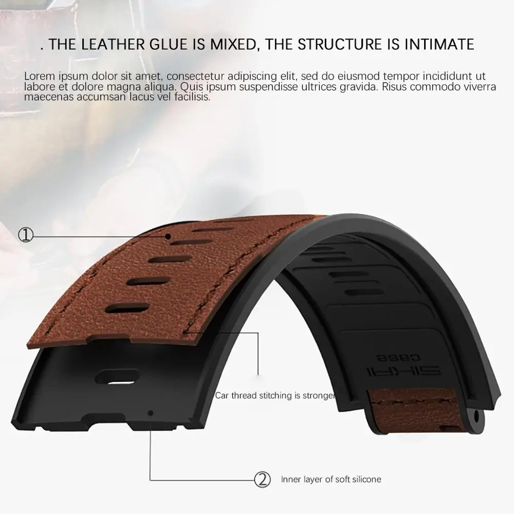 Leather + Silicone Smart Watch Band For Xiaomi Huami Amazfit Verge Bracelet Sport Wrist Straps