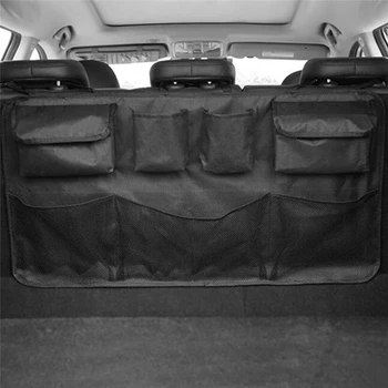 

Car Trunk Organizer Car Rear Seat Back Storage Bag Net High Capacity Hanging Tidying Interior Pouch Auto Accessories Supplies