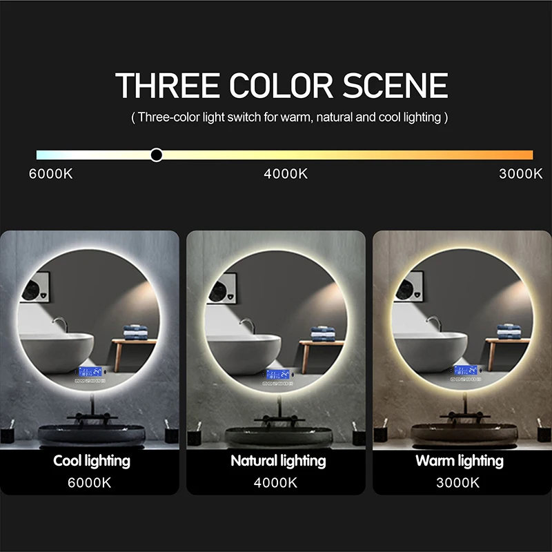 Bluetooth Smart Oval Bathroom LED Makeup Mirror With Warm White Color Light human body induction Anti-fog Hotel Beauty Mirrors