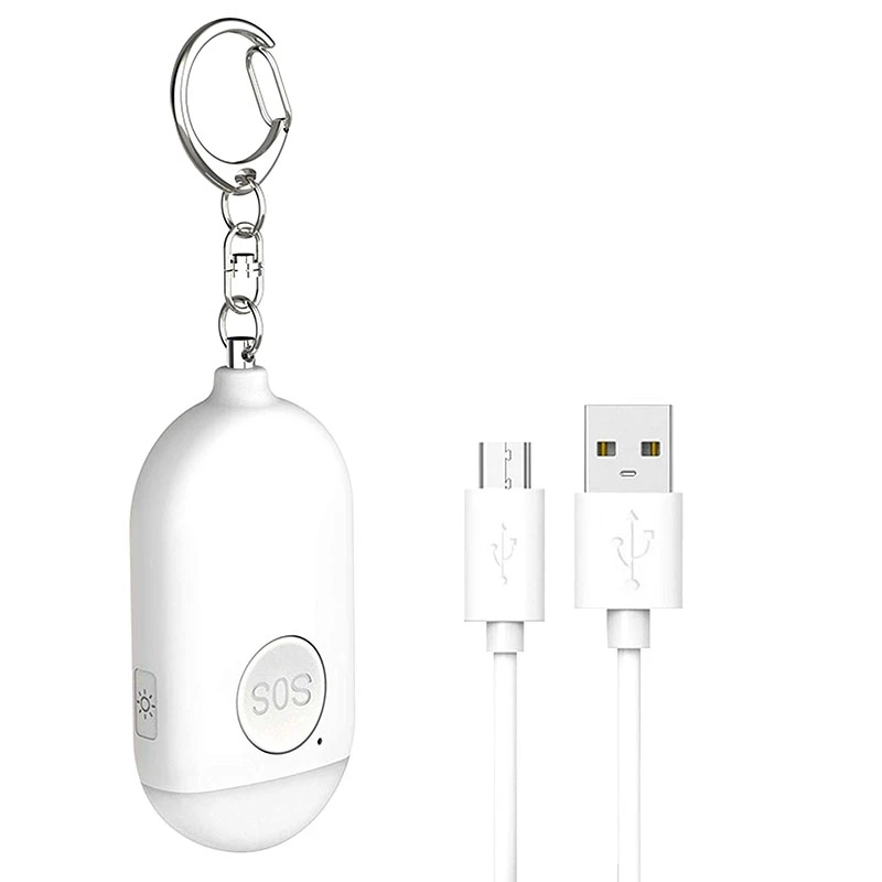 

Personal Alarm Clock Rechargeable LED Light Waterproof Emergency Defense SOS Warning Anti-Theft Whistle Security Alarm for Femal
