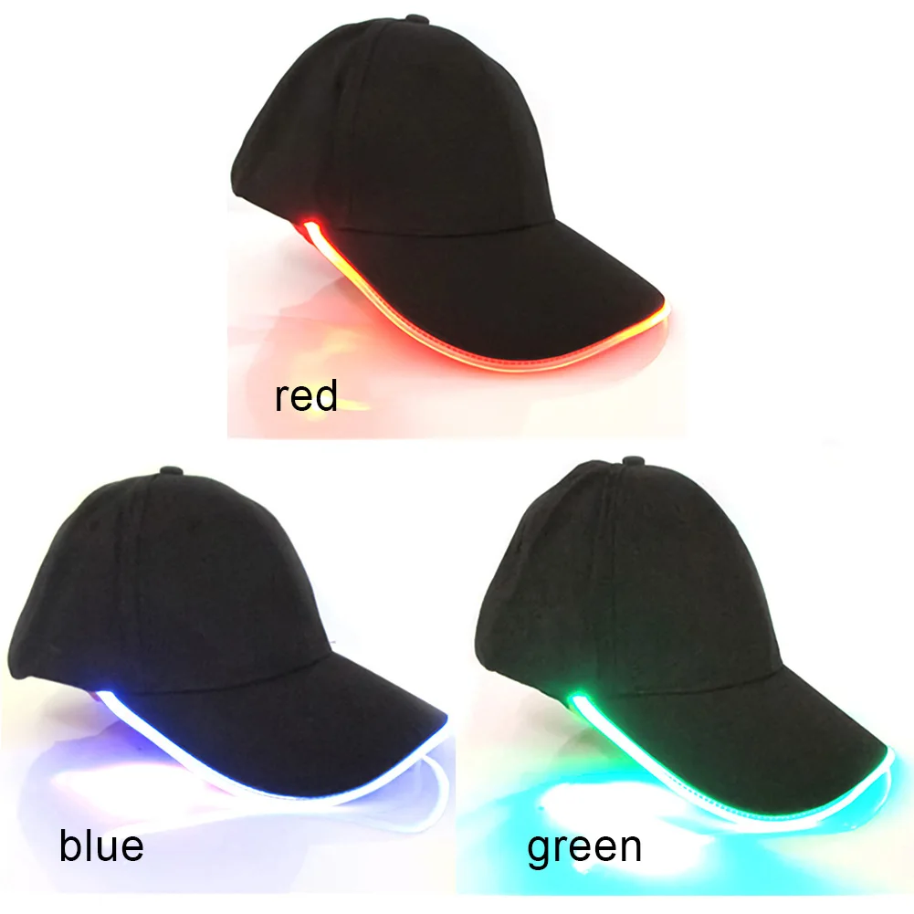Кепки унисекс модный светодиодный светящаяся, для клуба вечерние черная ткань дорожная шляпа бейсболка хип-хоп Регулируемая тканевая шляпа светящаяся шапка
