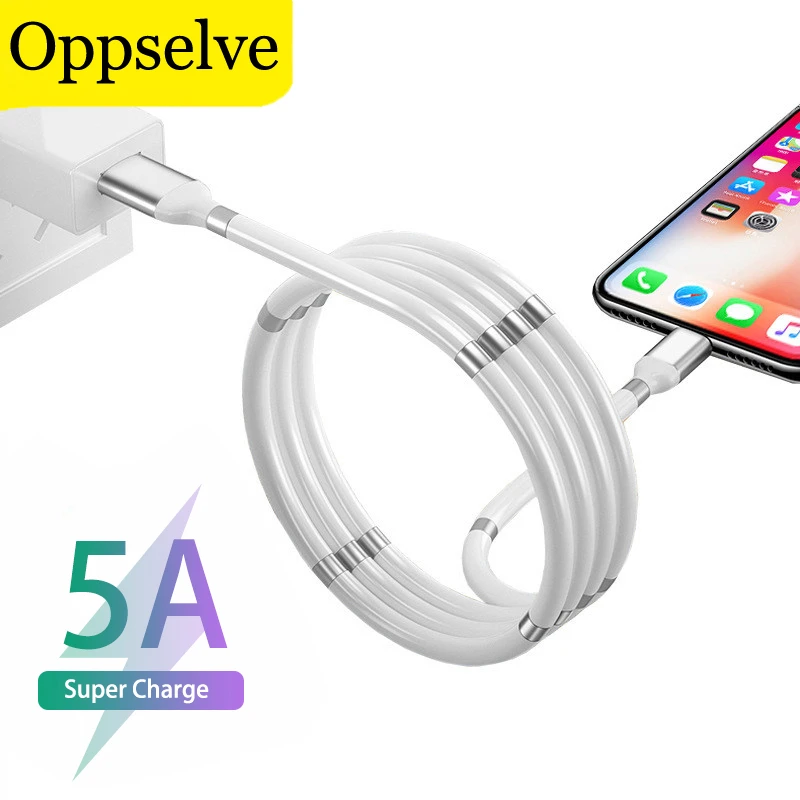 Magnetic Rope 5A Fast Charging Micro USB Type C Cable Sync Kabel Data Wire Cord For Huawei Samsung S21 Xiaomi Mi12 USB Cabo Line hdmi cord for iphone