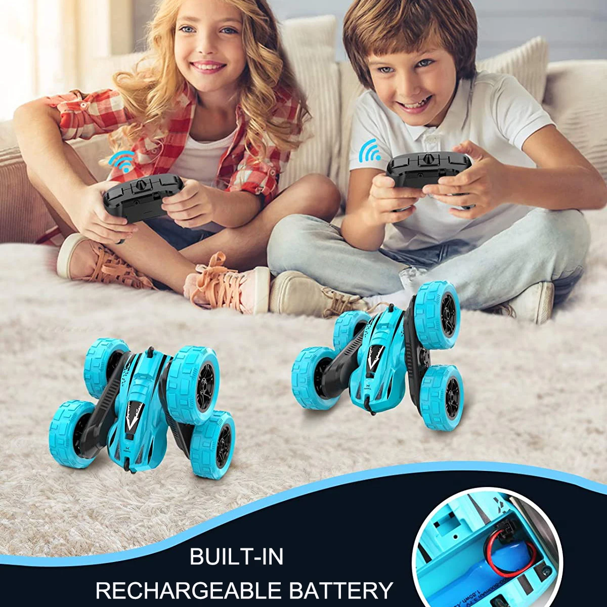 Roclub 4WD RC Car 2.4G Radio Remote Control Car 1:24 Double Side RC Stunt Cars 360° Reversal Vehicle Model Toys For Children Boy - Image 2