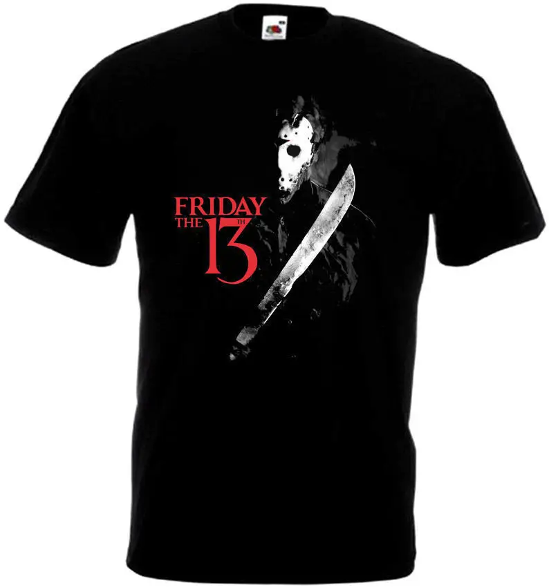 Мужская футболка с круглым вырезом Friday The 13th V17 черный постер из фильма все