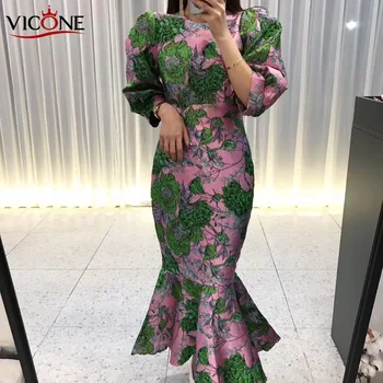 

VICONE new system with closed waist heavy tail bubble show thin shoulder elegant dress for female