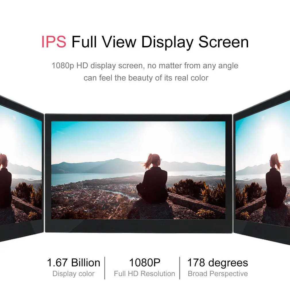  13.3 inch Portable Monitor HDMI 1920x1080 HD IPS Display Computer LED Monitor with Leather Case for